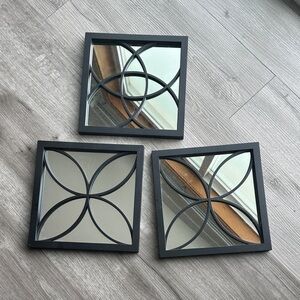 Decorative Black Wall Mirror Set - Modern Geometric Design
